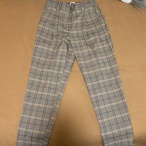 Loft Shimmer Plaid Pleated Trousers